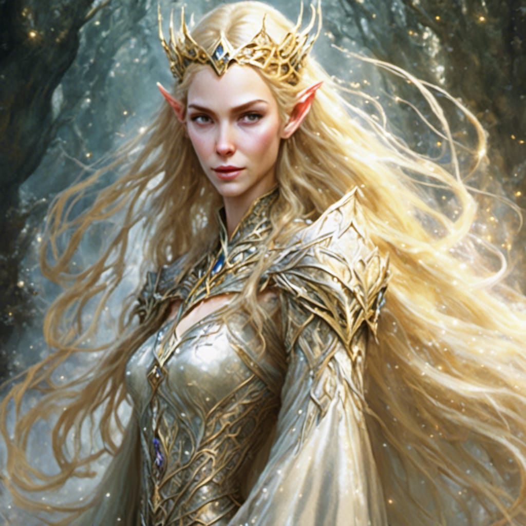 Ethereal Galadriel Portrait in Hyperrealistic Style
