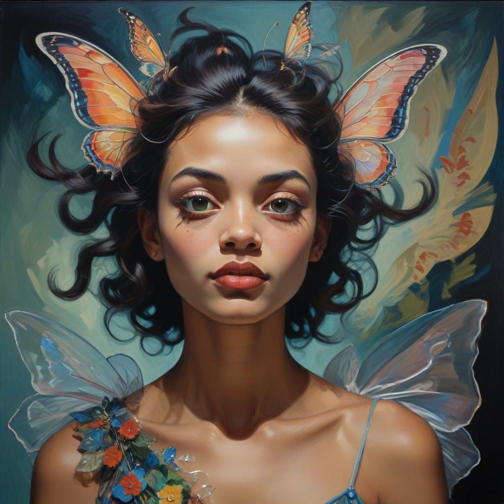 Surreal Portrait of a Young Fairy in Dynamic Motion