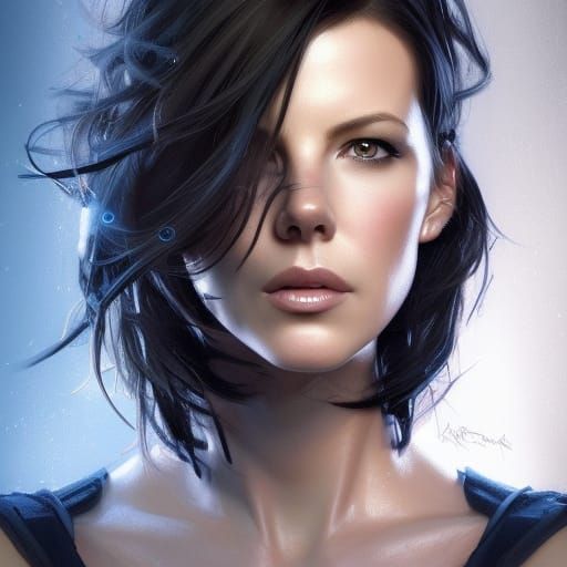 Hyperrealistic Portrait of a Woman with Black Hair