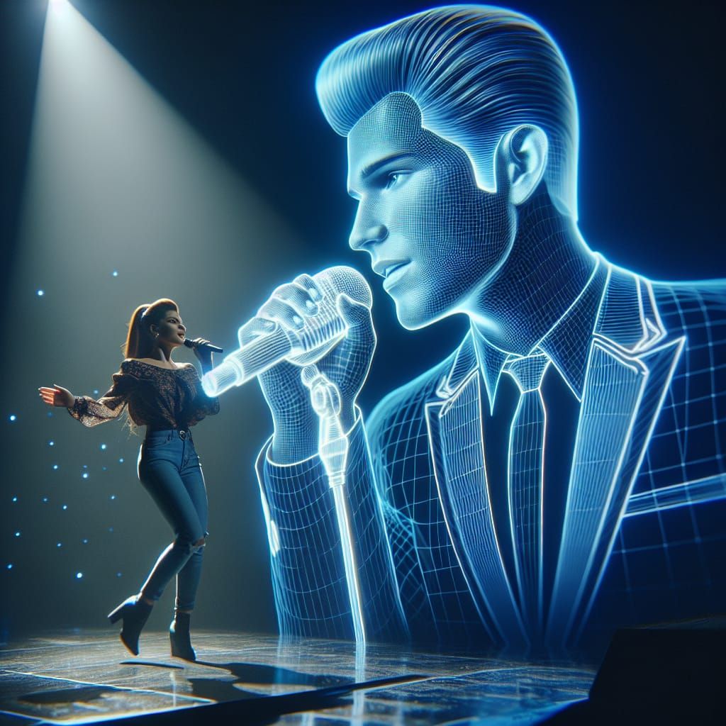 Blue Hologram Country Singer Concert