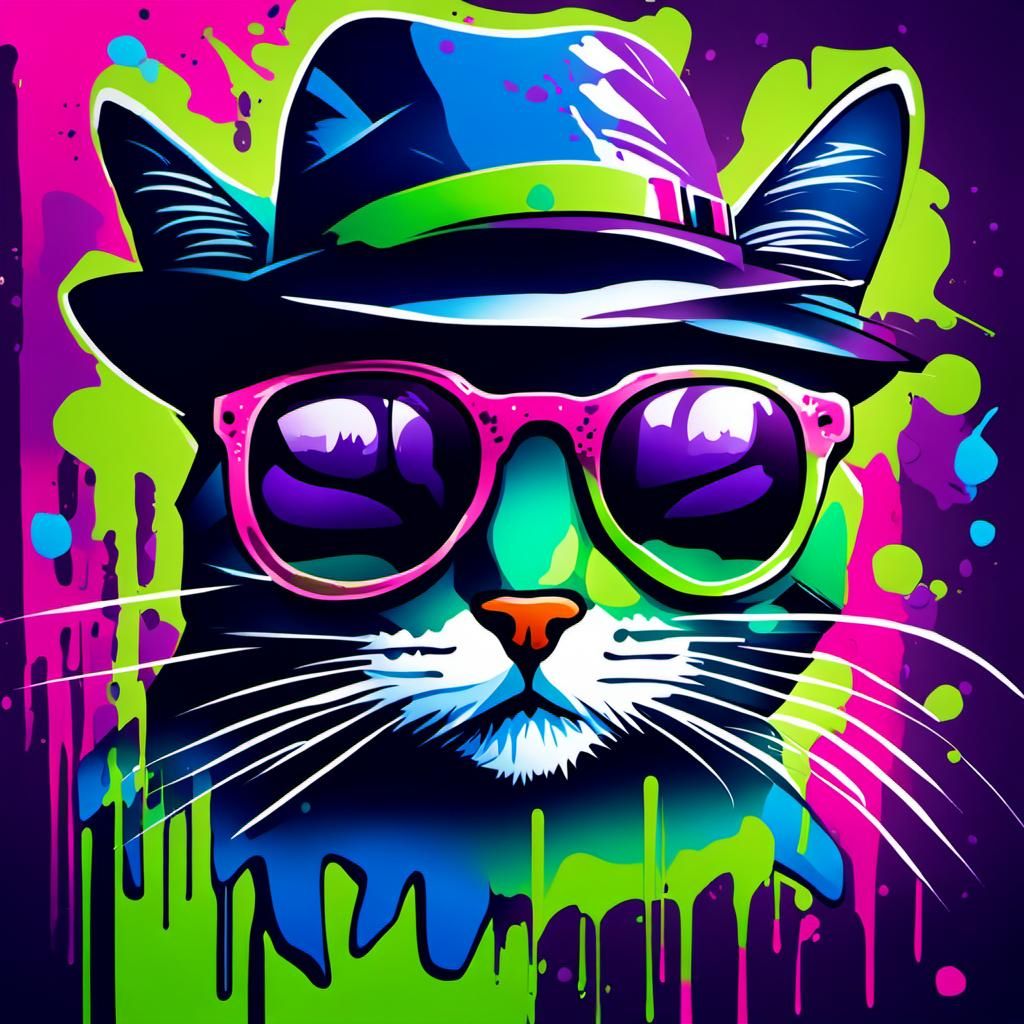 Cool Cat Graffiti Art in Urban Style