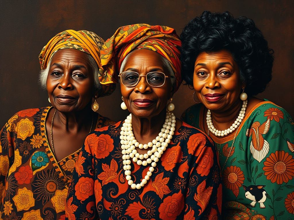 Black Women Portrait in Mixed Media Style