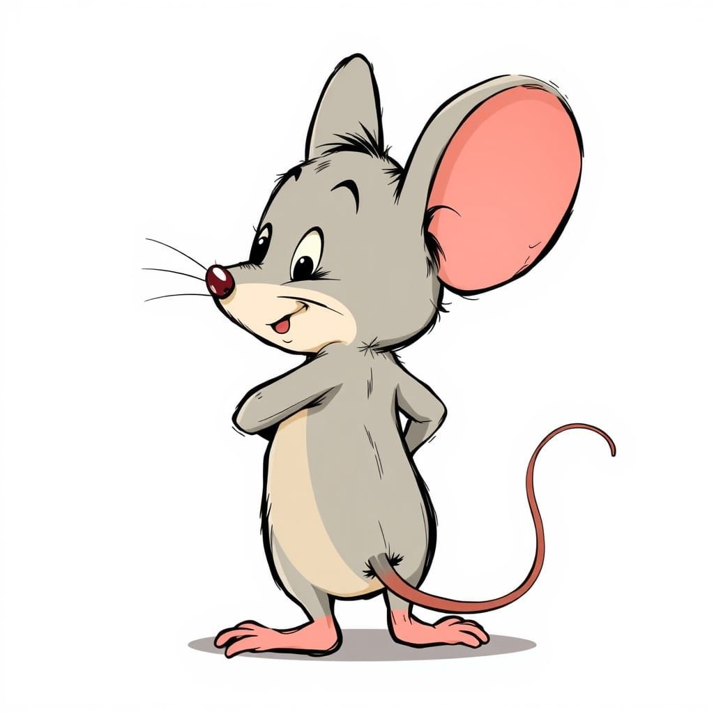 Shy Mouse Caricature in 1950s Cartoon Style