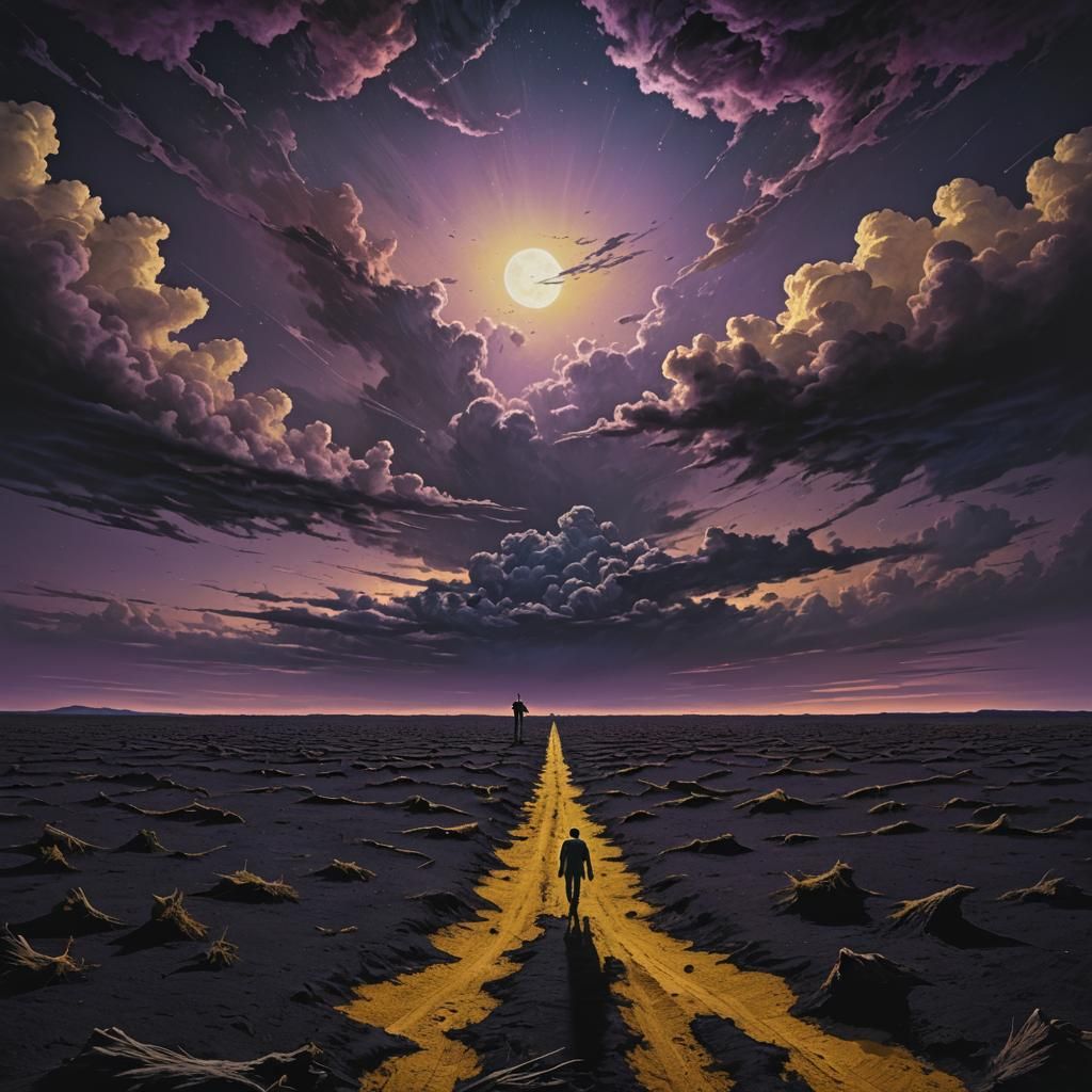 Surreal Figure Pulled Into Endless Black Field