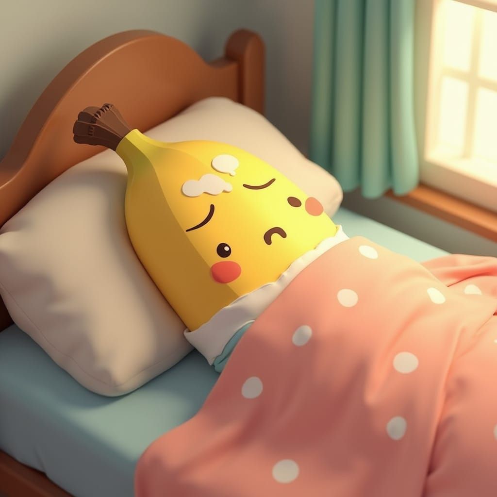 Surreal Banana in Bed, in a Dreamlike, 3D Style