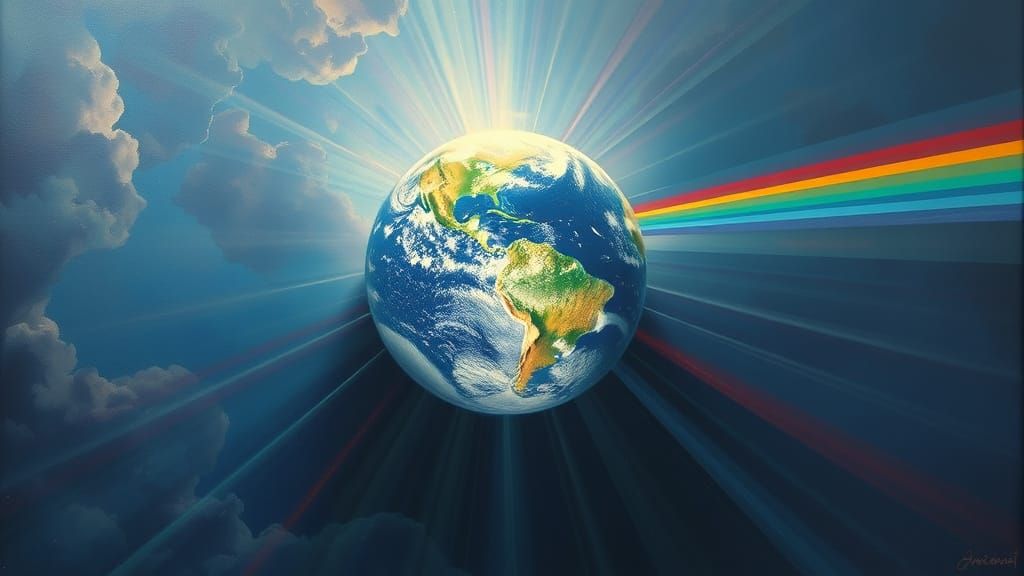 Diamond Earth: Light Through Prism, Oil Painting