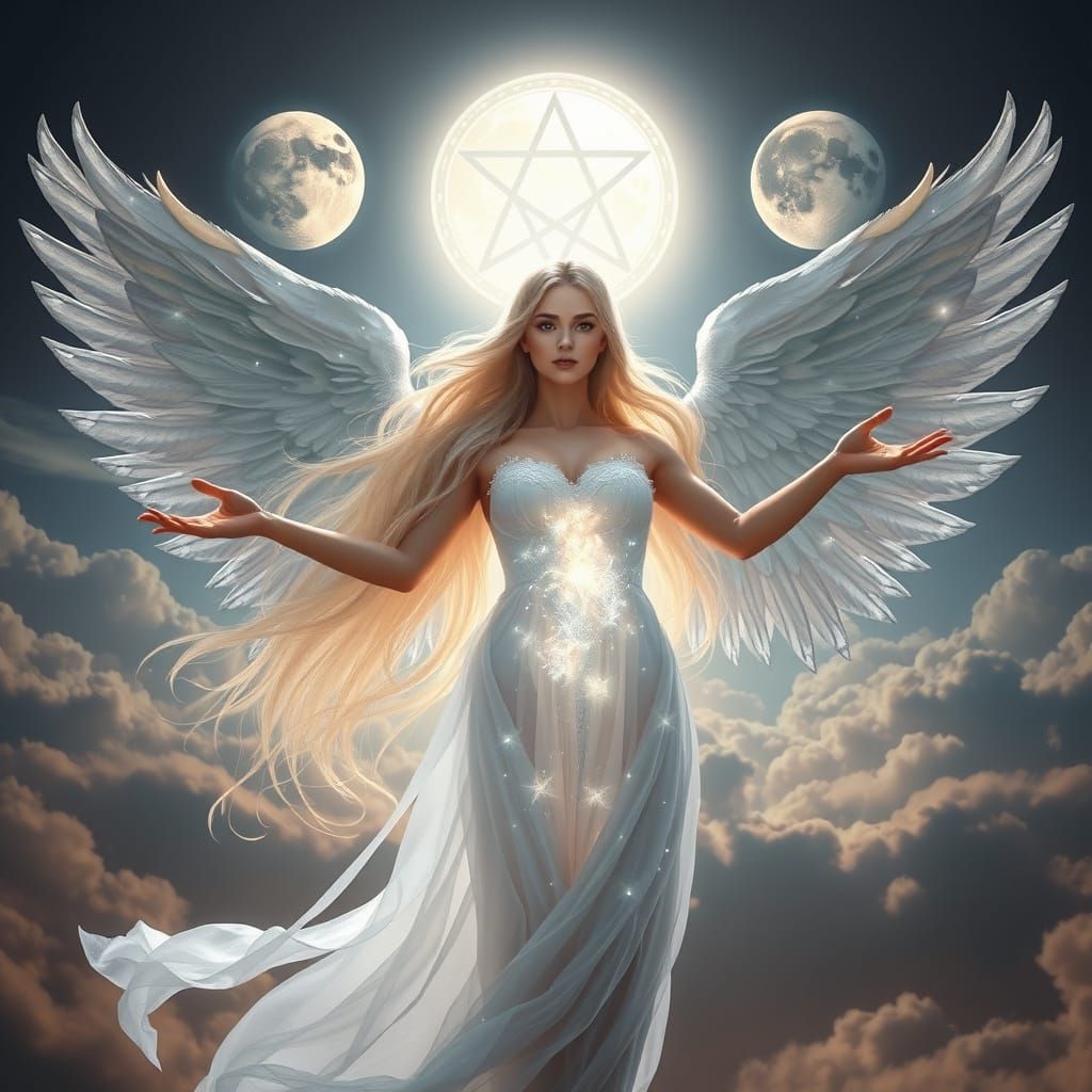 Radiant Goddess in Splendid White Attire, with Glowing Body ...