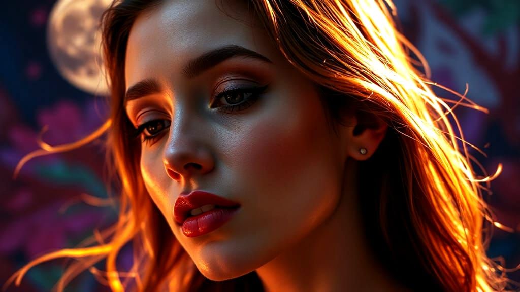 Feminine Tenderness Bathed in Moonlight