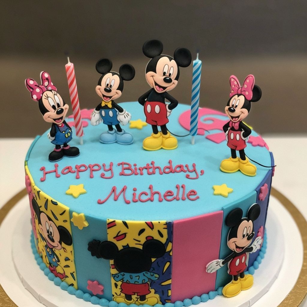 Mickey Mouse Birthday Cake with Funky Text