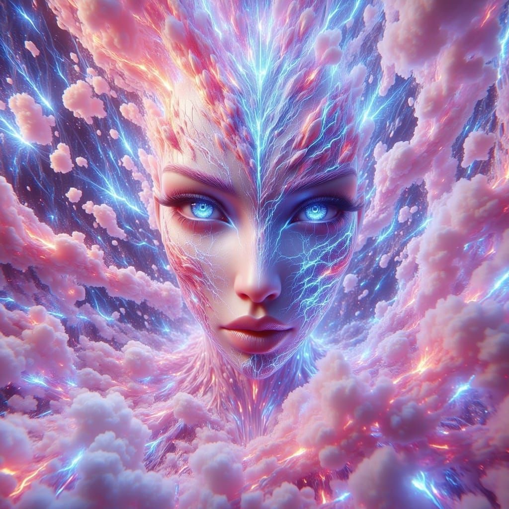 Psychedelic Melting Figure in Ethereal Landscape