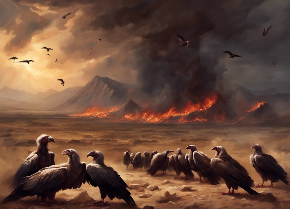 Vultures Feast on Battlefield Corpses, Assyrian Era
