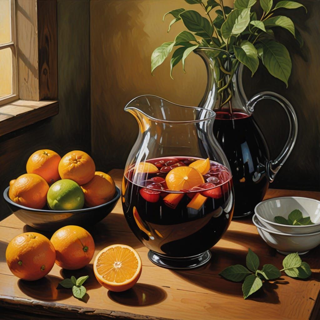 Elegant Still Life of Rich Sangria in Warm Spanish Style