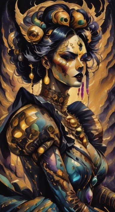 African American Woman in Vibrant Oil Painting Style