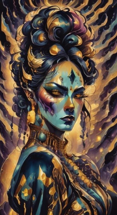 Vibrant Afrofuturist Portrait in Golden Light