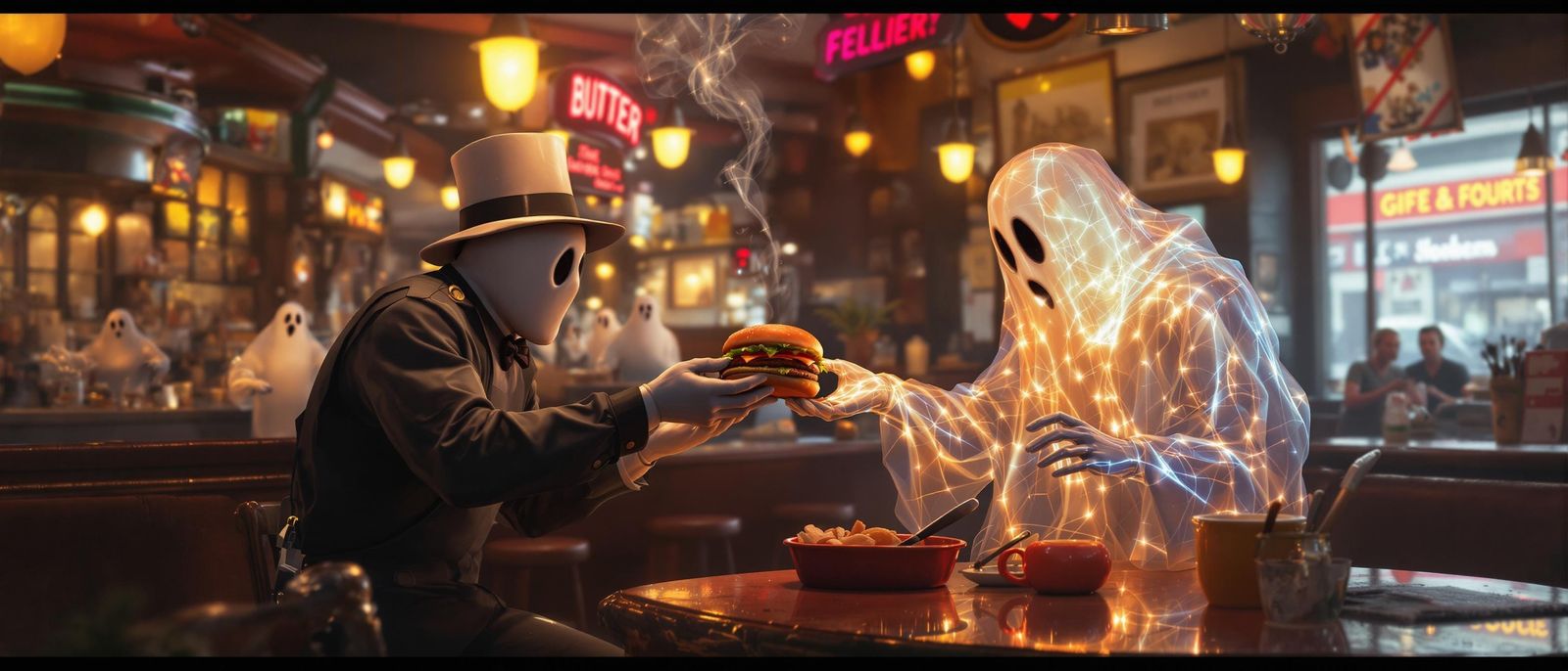 Ghostbuster Serves Burger to Ghost in Dreamy Cafe