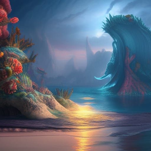 Fantastical Ocean of Love: Detailed Matte Painting