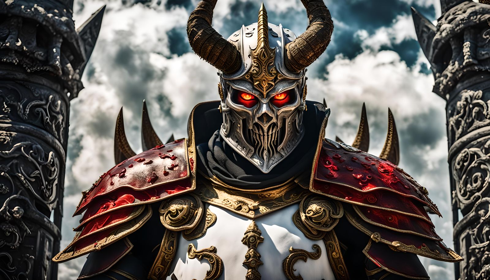 Demon Knight Guarding Hell's Gates in Hyperrealistic Style