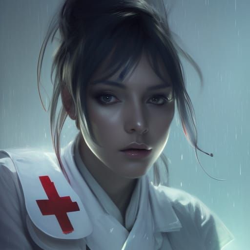 Dark Fantasy Concept Art of a Synthetic Nurse