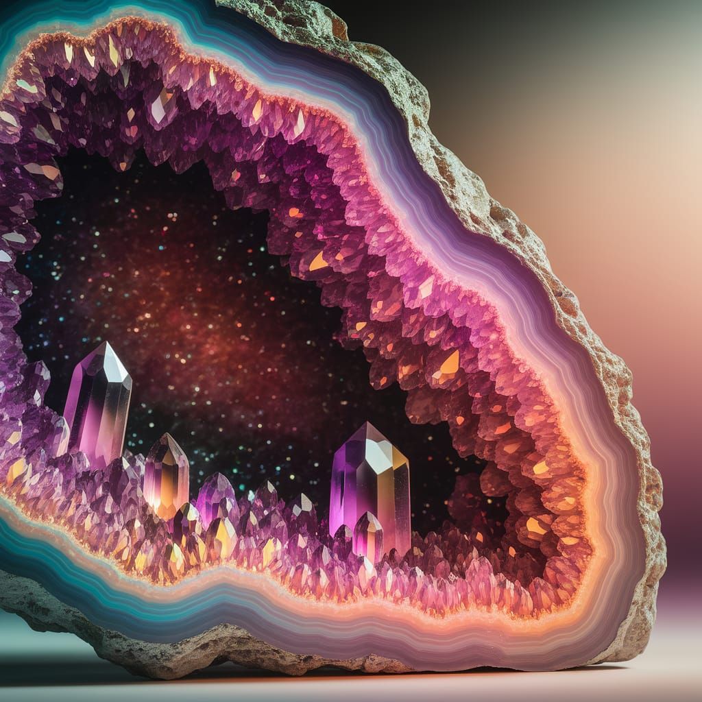 Surreal Crystal Cave in Pastel Hues