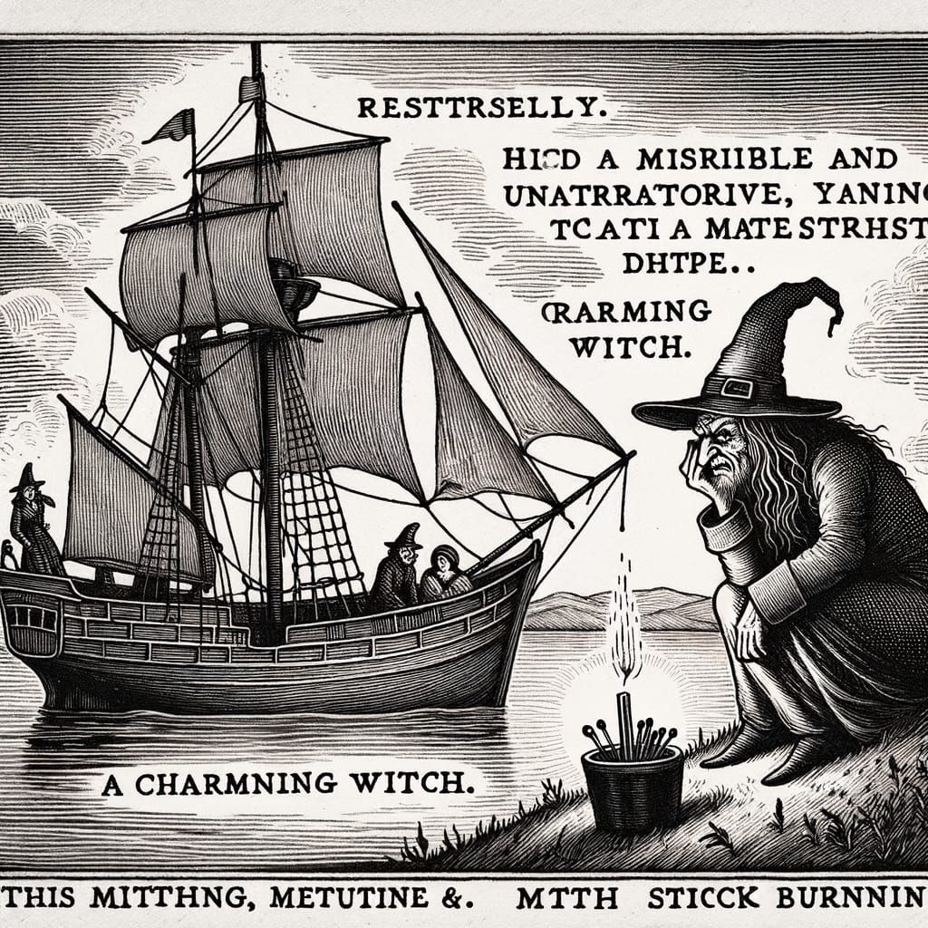 Etched Illustration of Witch and Lecher