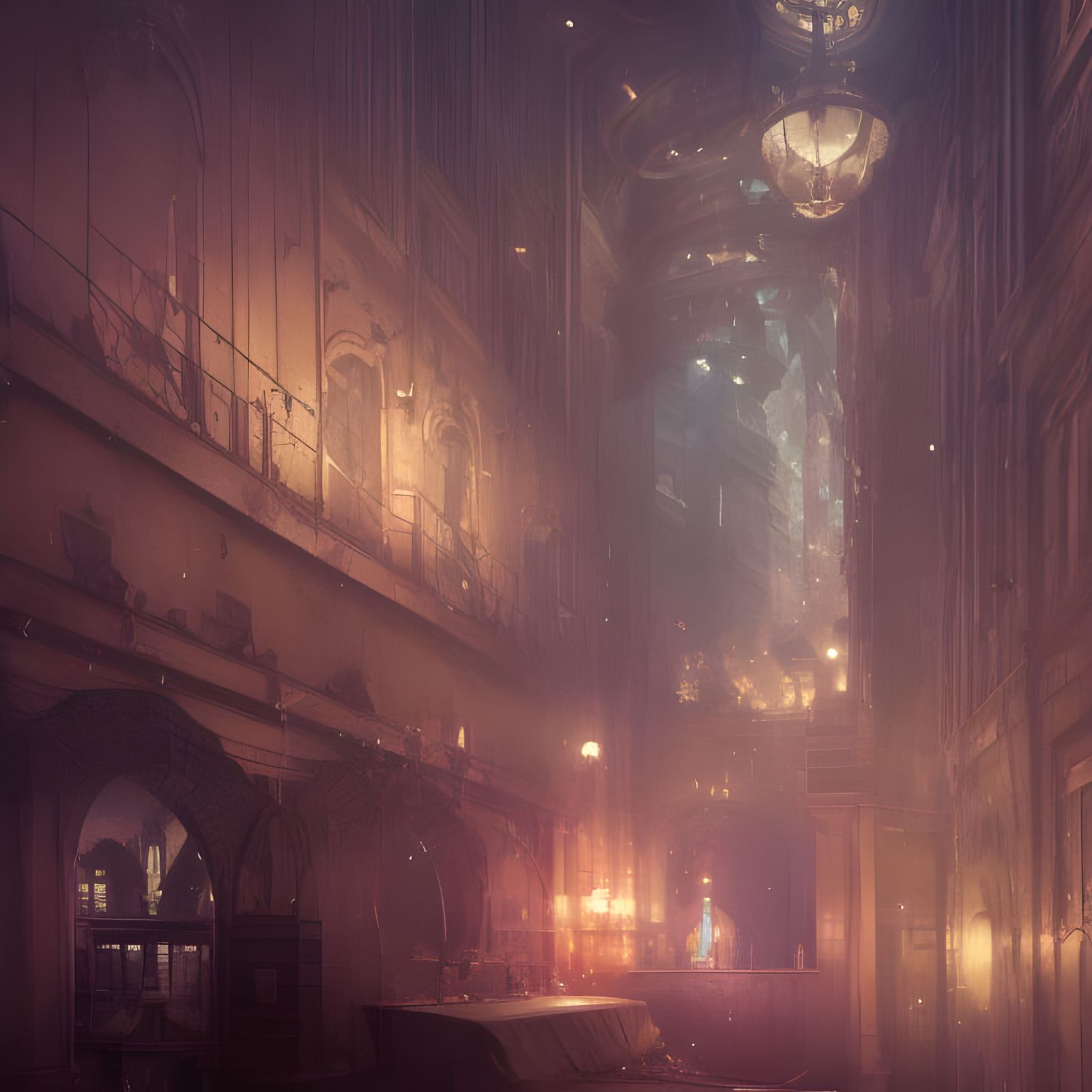 Dark Fantasy Liminal Hotel Concept Art