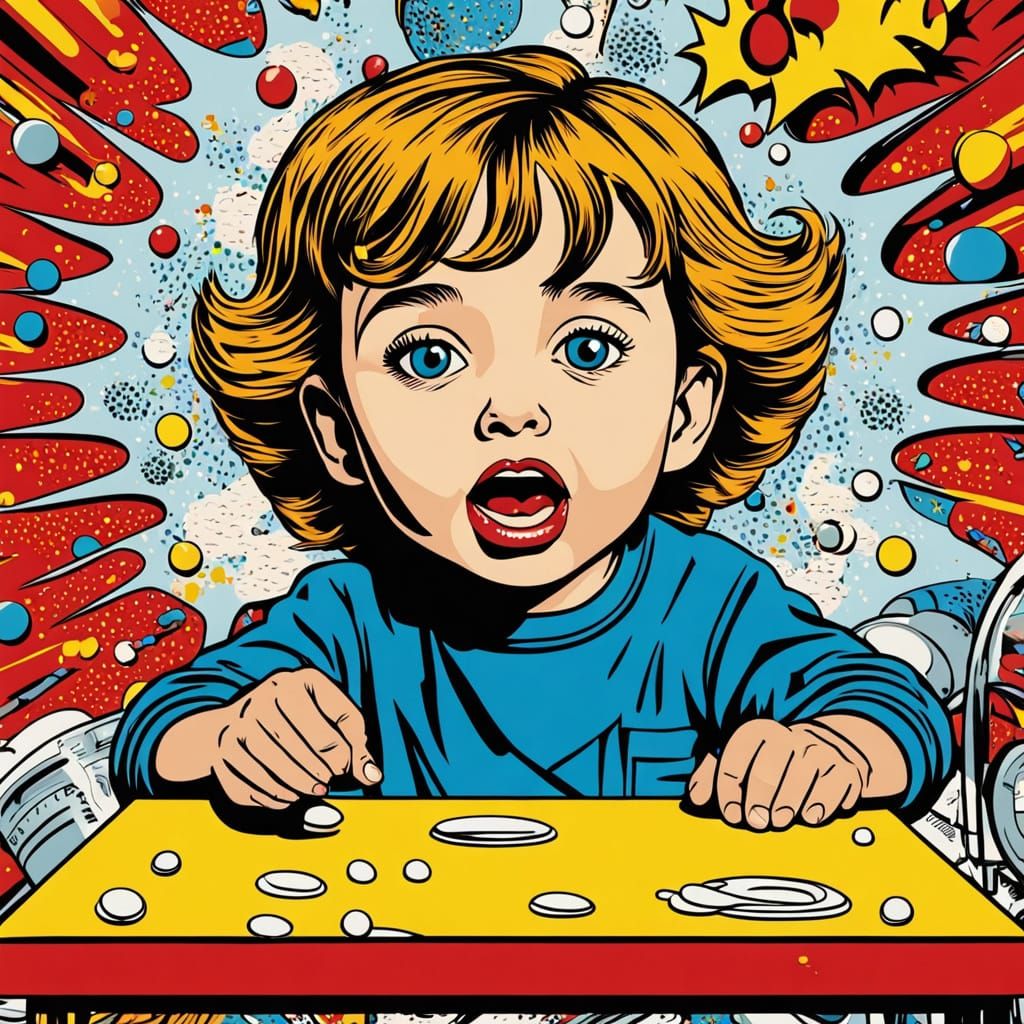 Whimsical Child Reaches for Gum in Pop Art Style