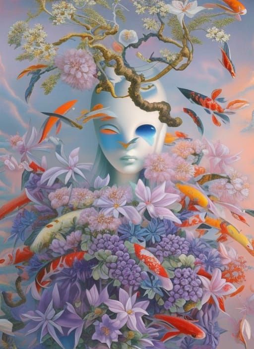 Surreal Anatomical Forms in Alien Landscape Painting