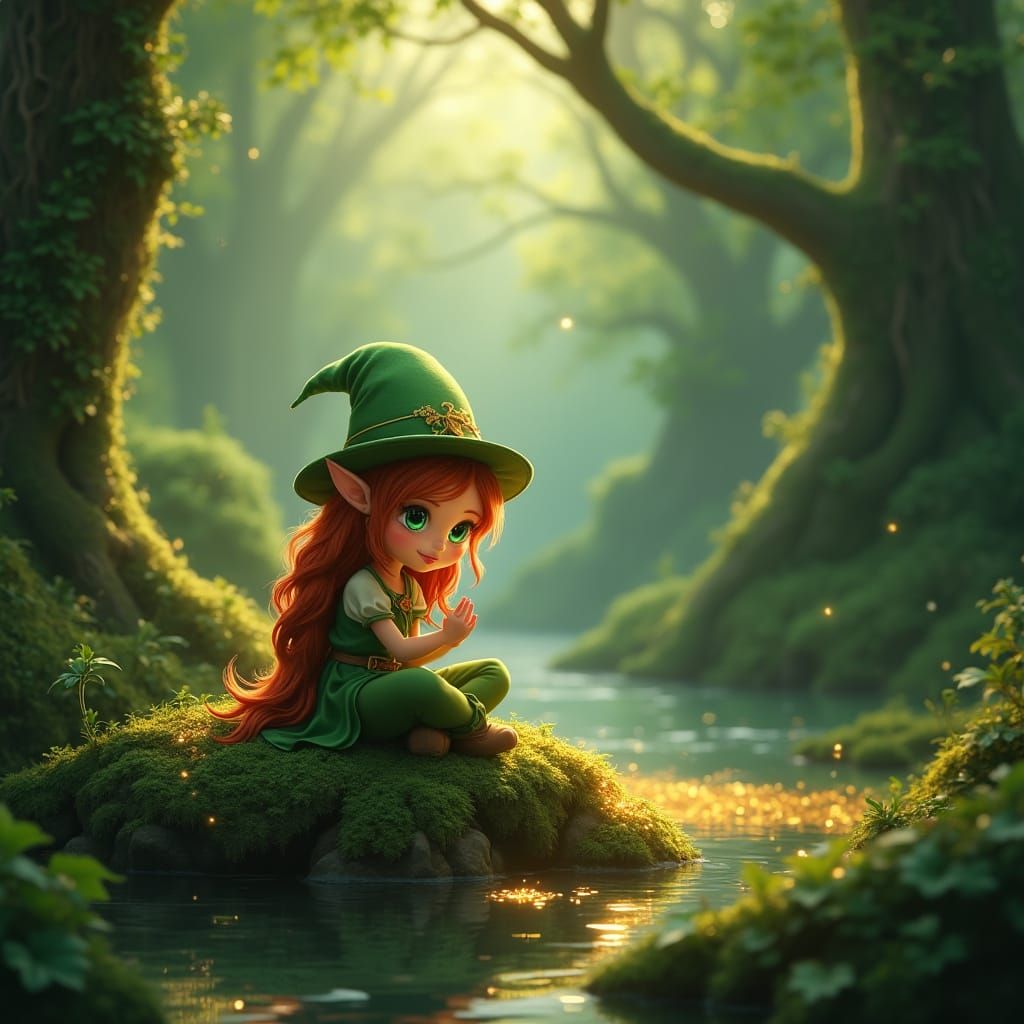 Whimsical Emerald Glen Guardian: A Mischief-Loving Leprechau...
