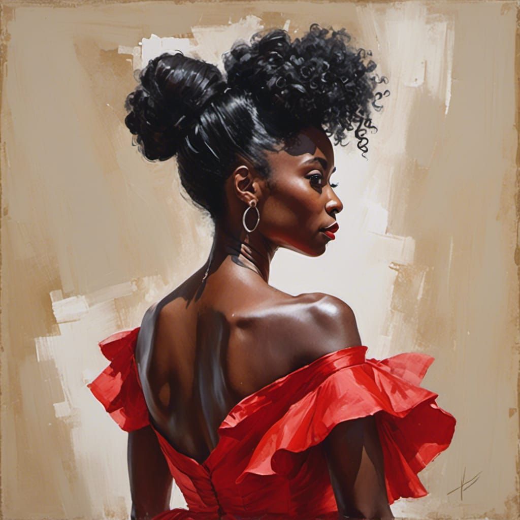 <lora:Wet2Wet Watercolor:1.0> Photorealistic beautiful woman in a red dress