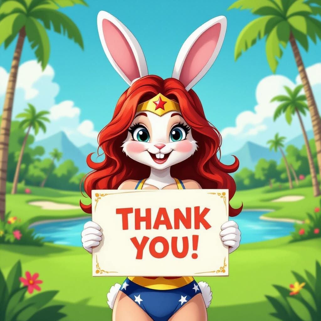 Wonder Woman Rabbit Thank You at Golf Club