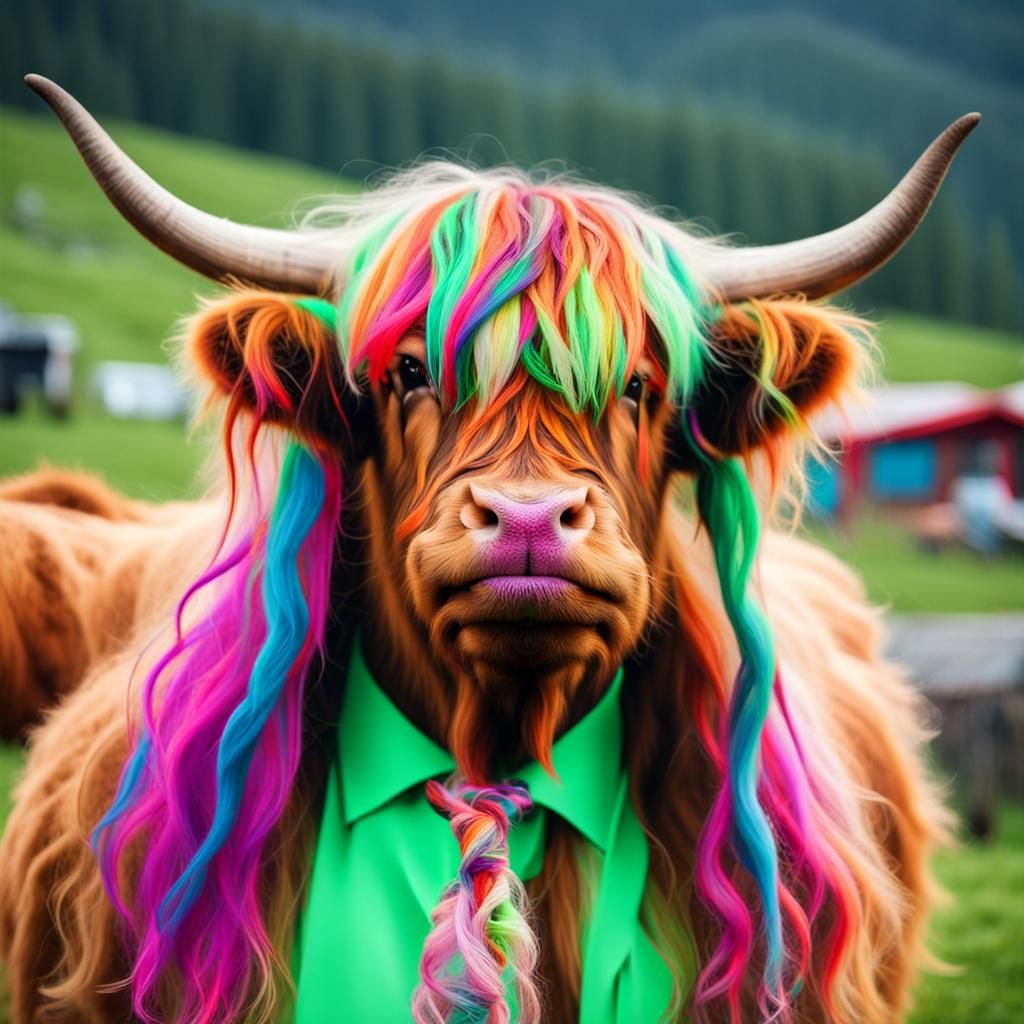 Surreal Highland Cow Hybrid in Pop Art Style