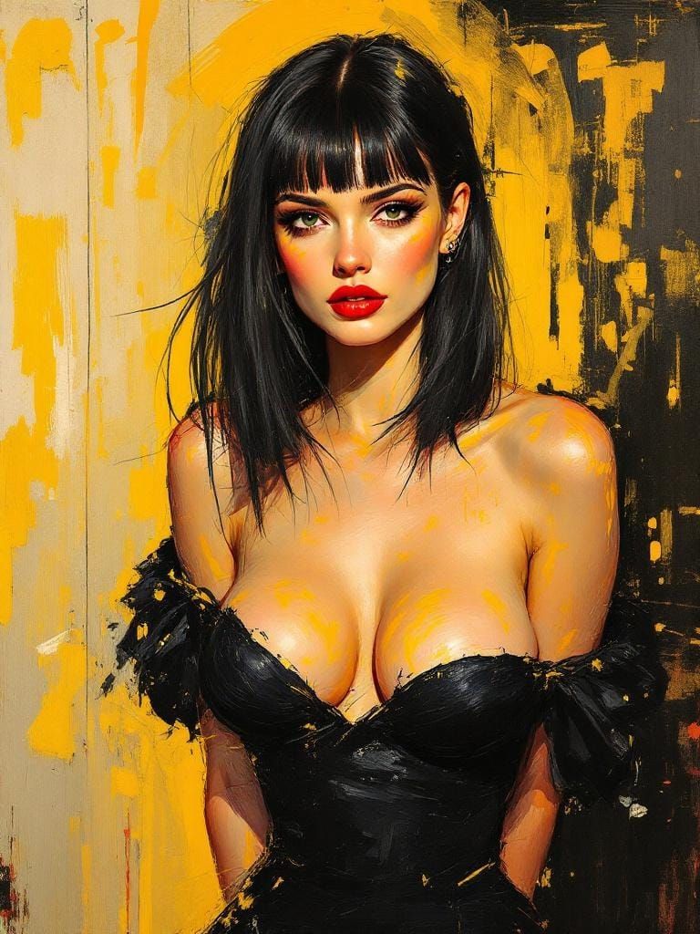 Pin-Up Woman in Abstract Expressionist Style