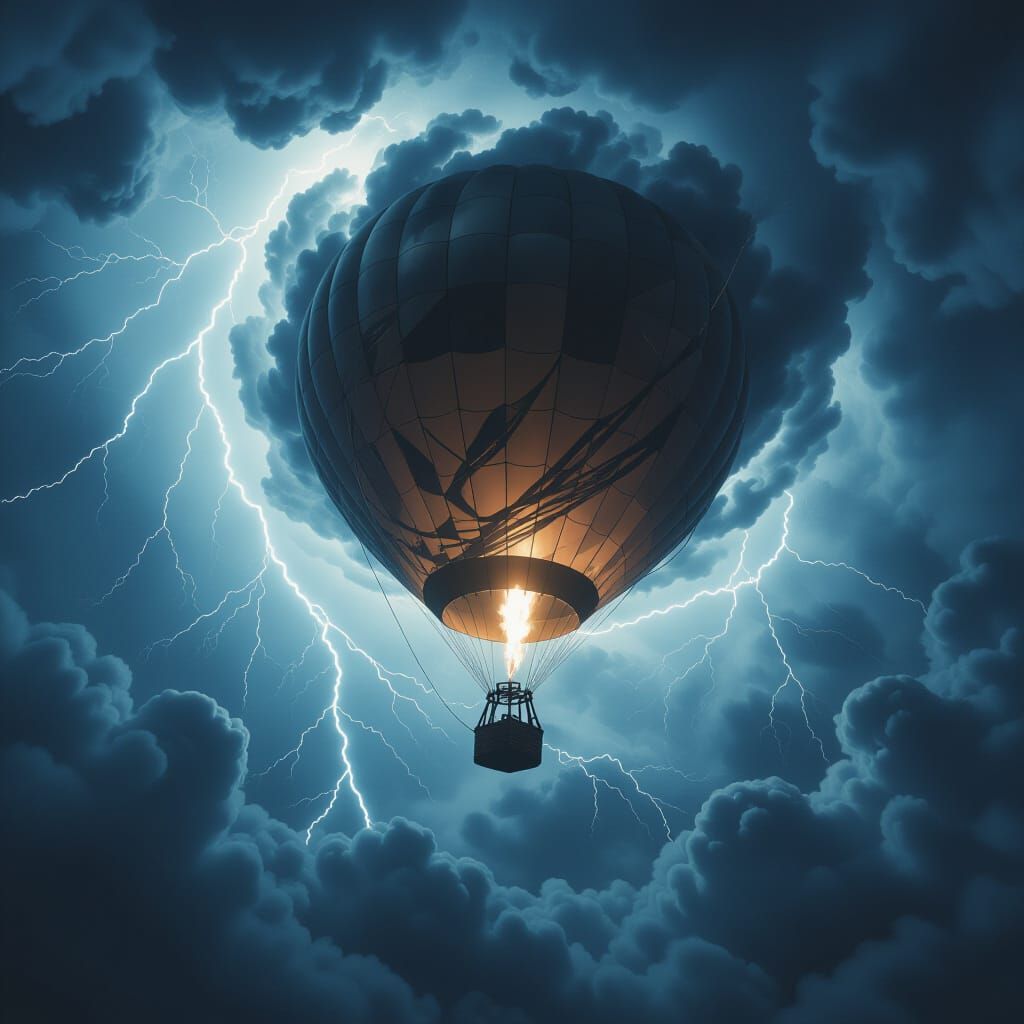 Air Balloon Trapped in a Dark Hurricane Eye