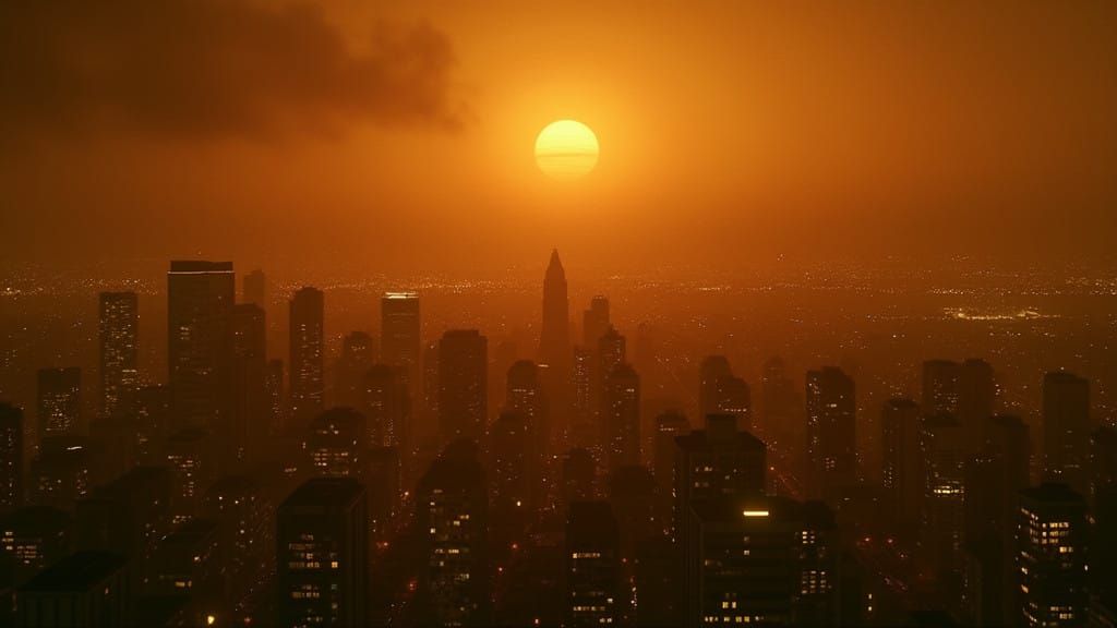 Golden Brown Cityscape at Dusk