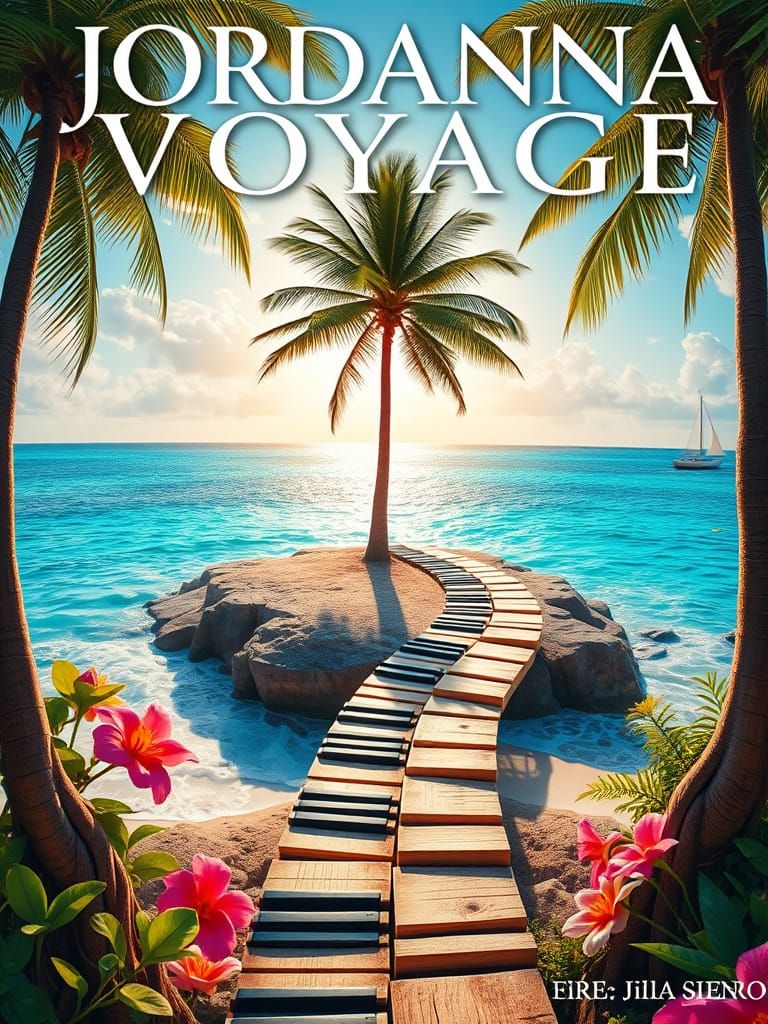 Serene Island Path with Piano Keys in Caribbean