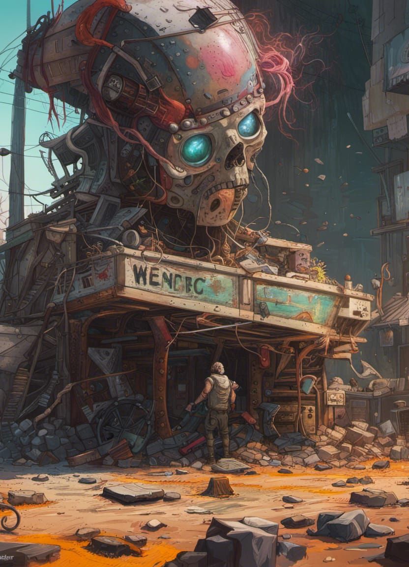 Post-Apocalyptic Wonderland in Hyperrealistic Splash Art