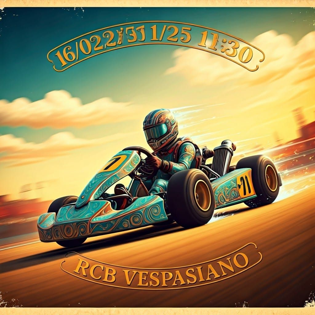 Vintage Circus Kart Racing Poster in 19th-Century Style