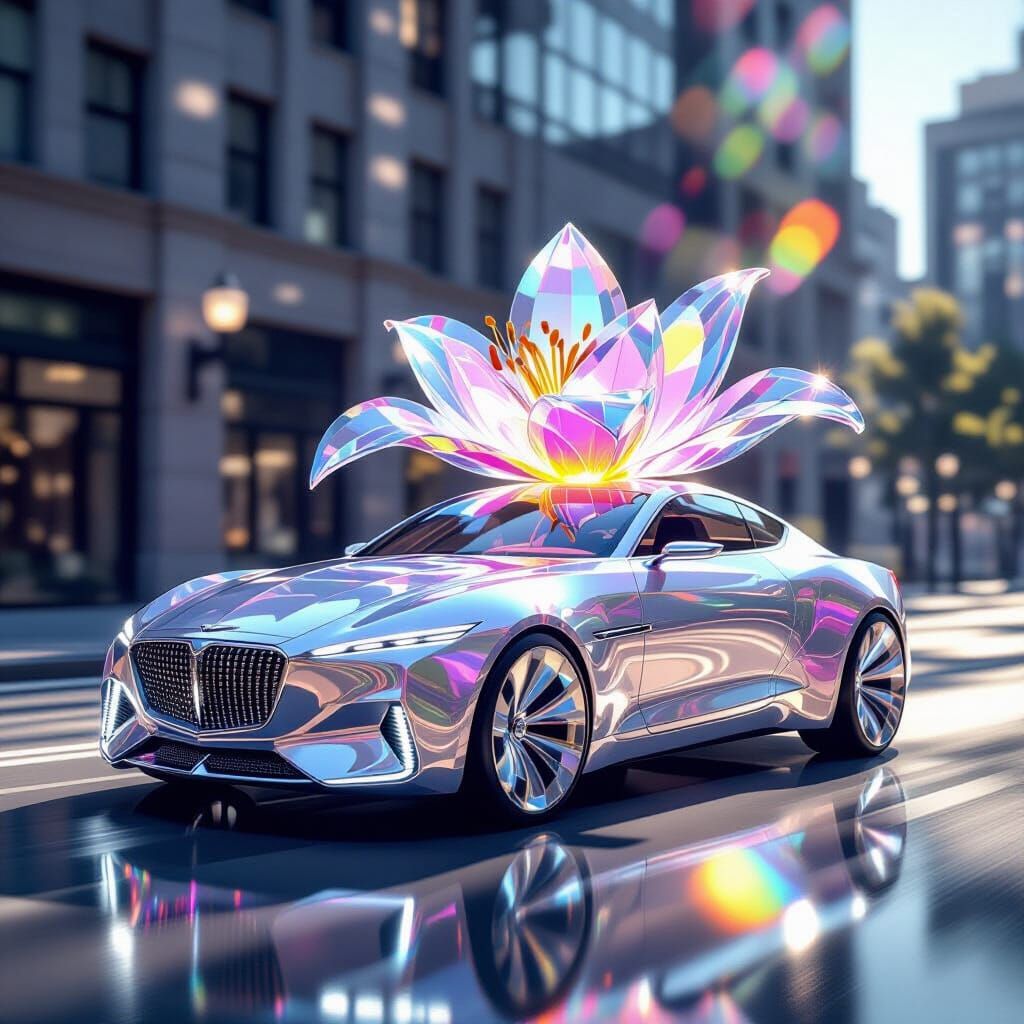 Crystal Lily Car with Glowing Mane