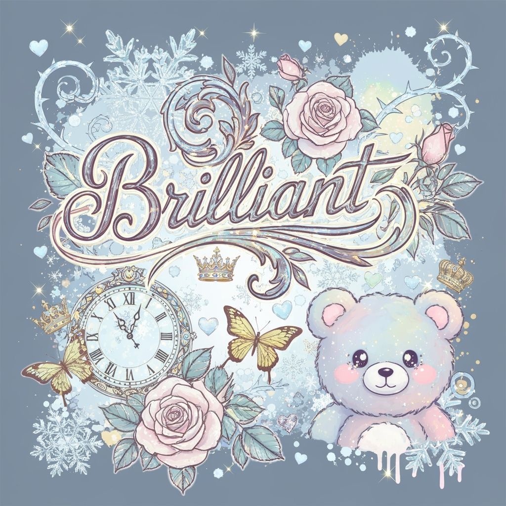 Elegant Gothic "Brilliant" with Roses and Snowflakes