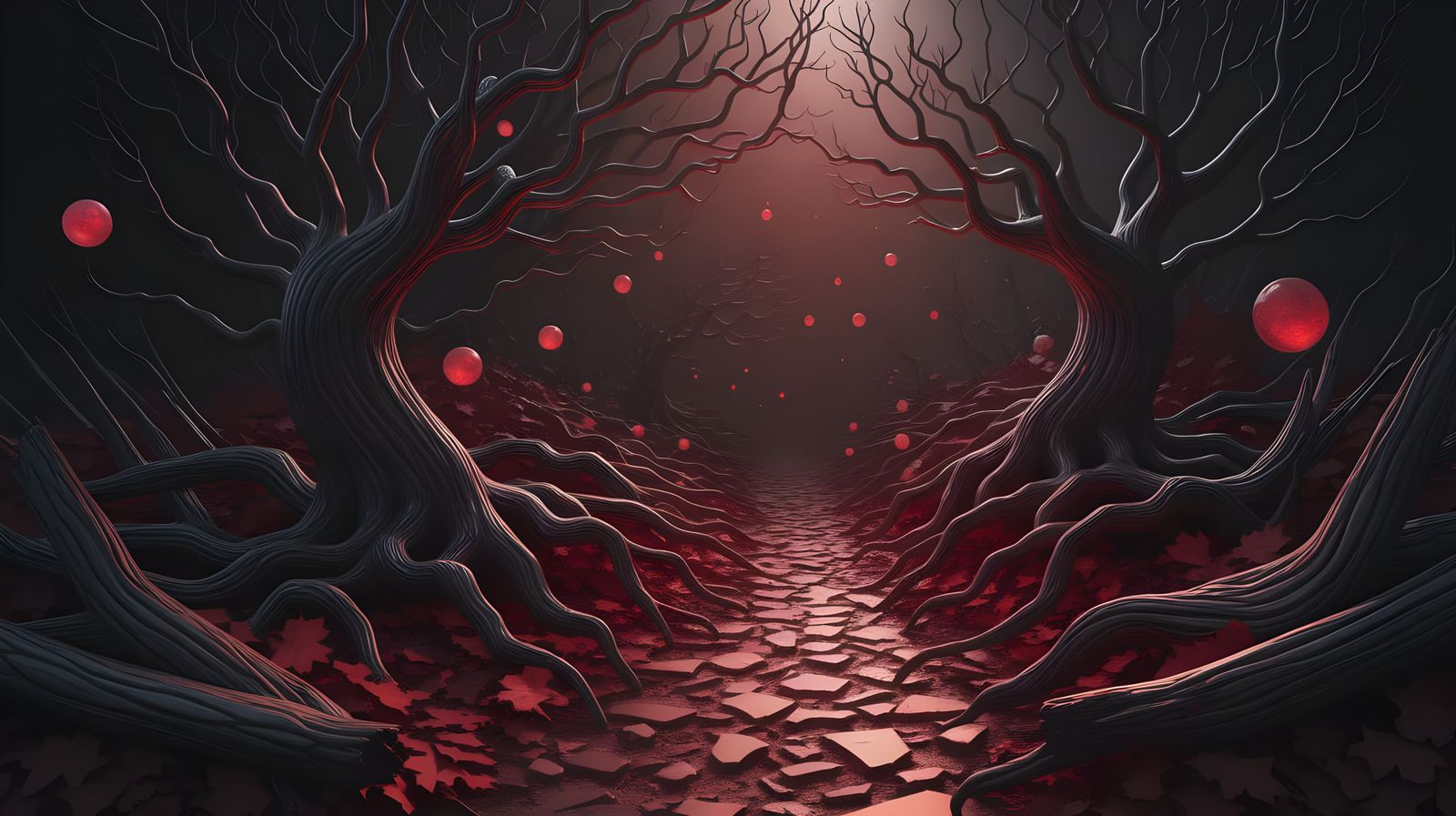 Ethereal Garden with Shattered Glass, Gothic Art