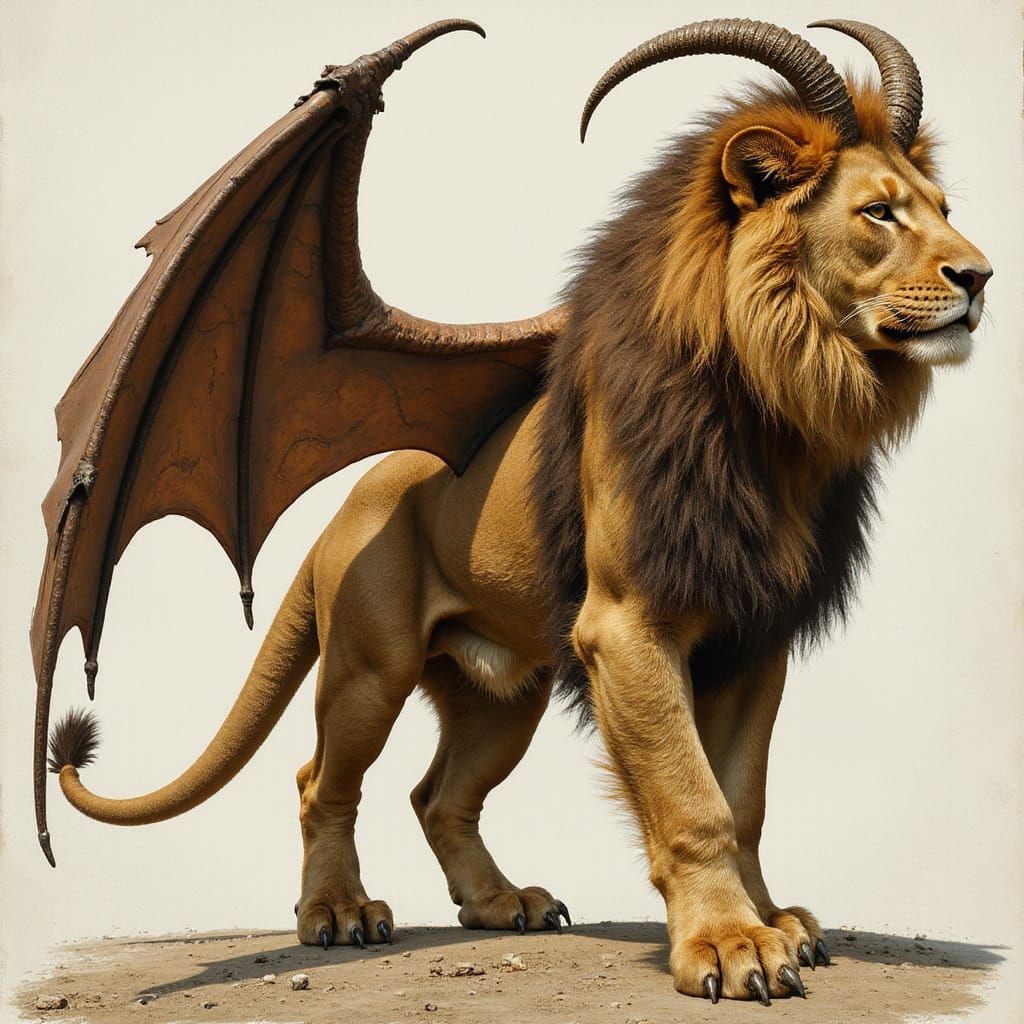 Majestic Chimera with Dragon Tail and Bat Wings