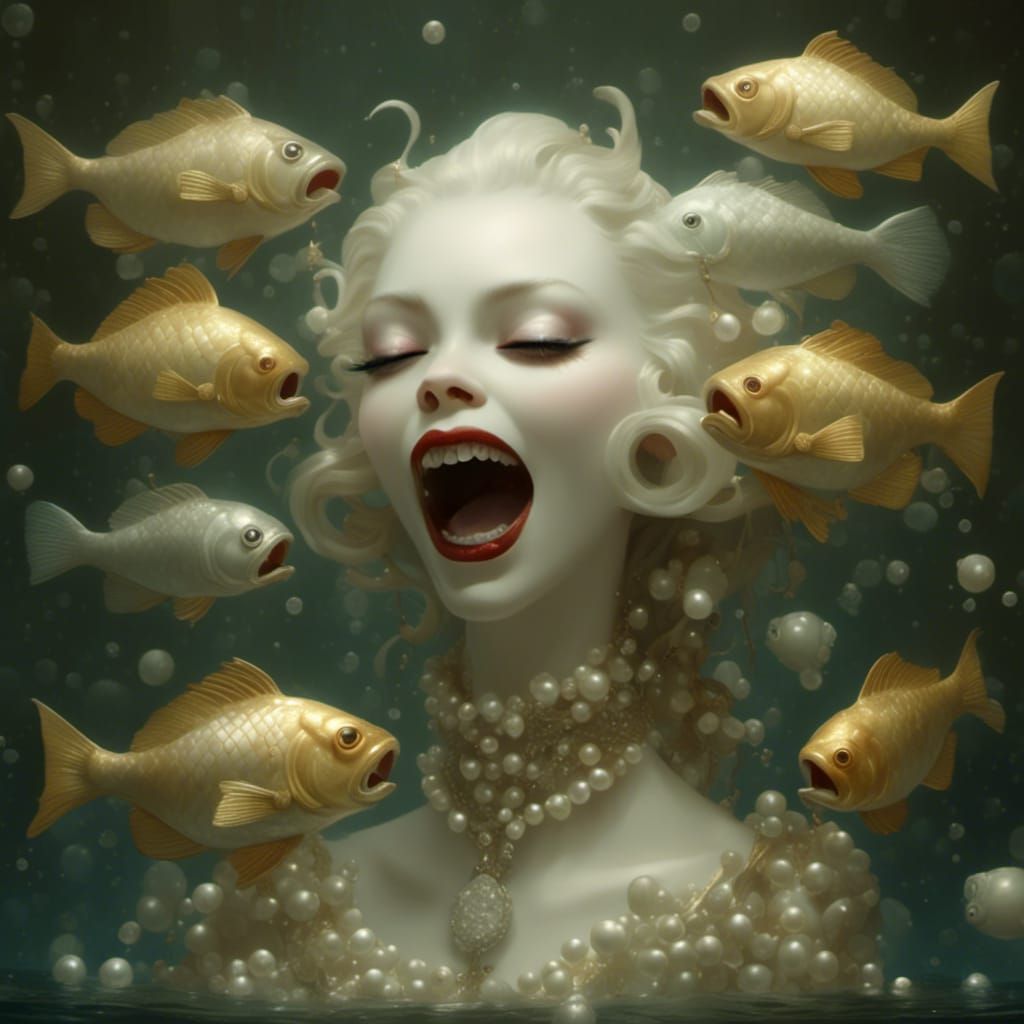 Terrifying Siren with Grotesque Features, a Surreal Portrait