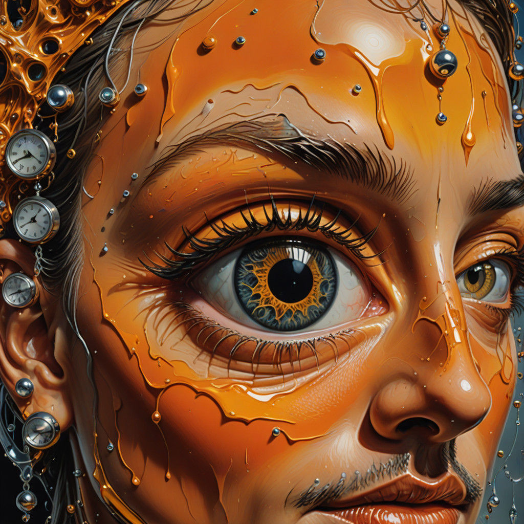 Dreamlike Close-up of an Orange Baby Face with Shimmering Si...