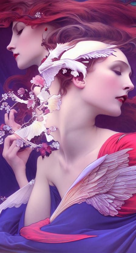 Vampire Goddess Portrait in Art Nouveau Style