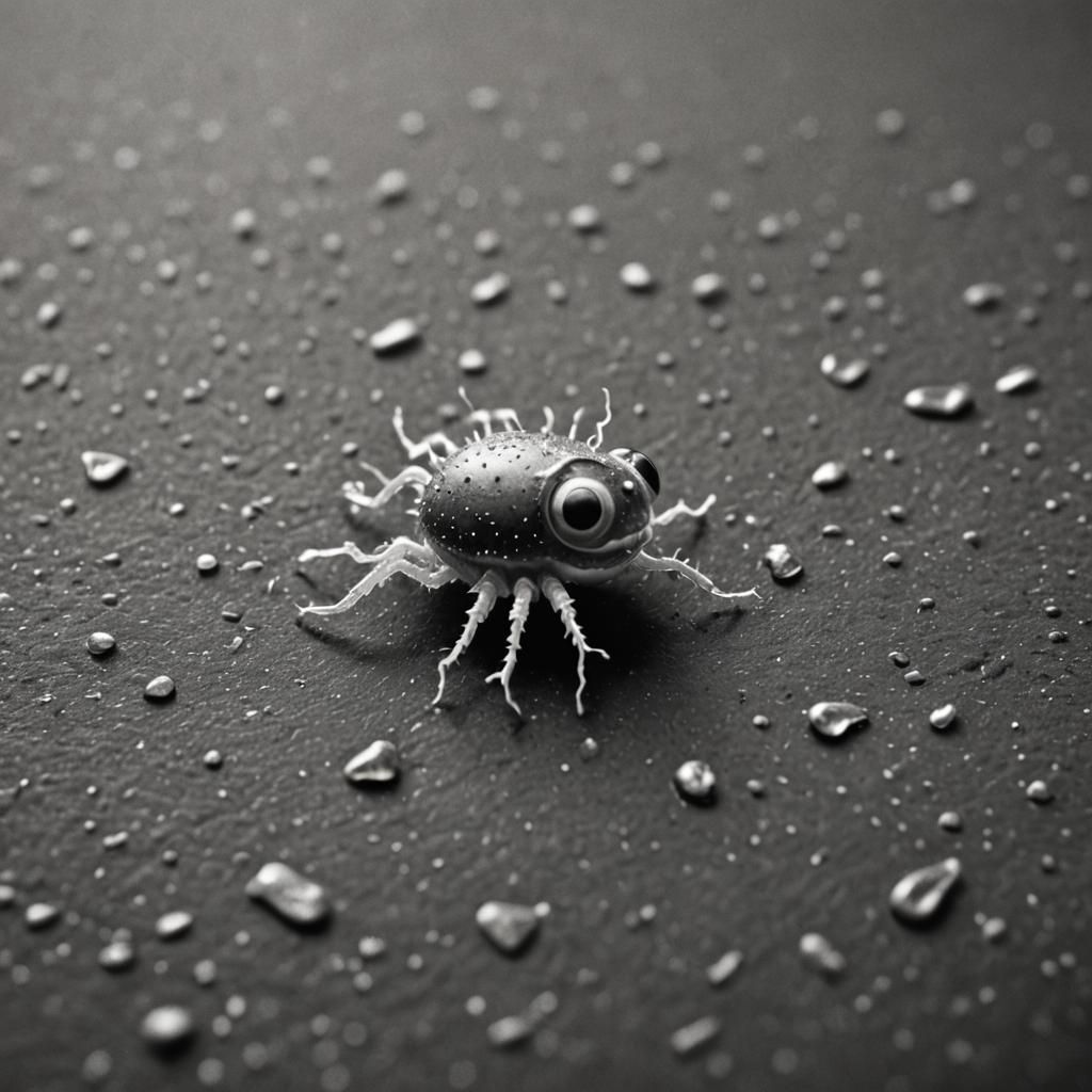 Microbe Squirming: Black and White Cinematic Film Still
