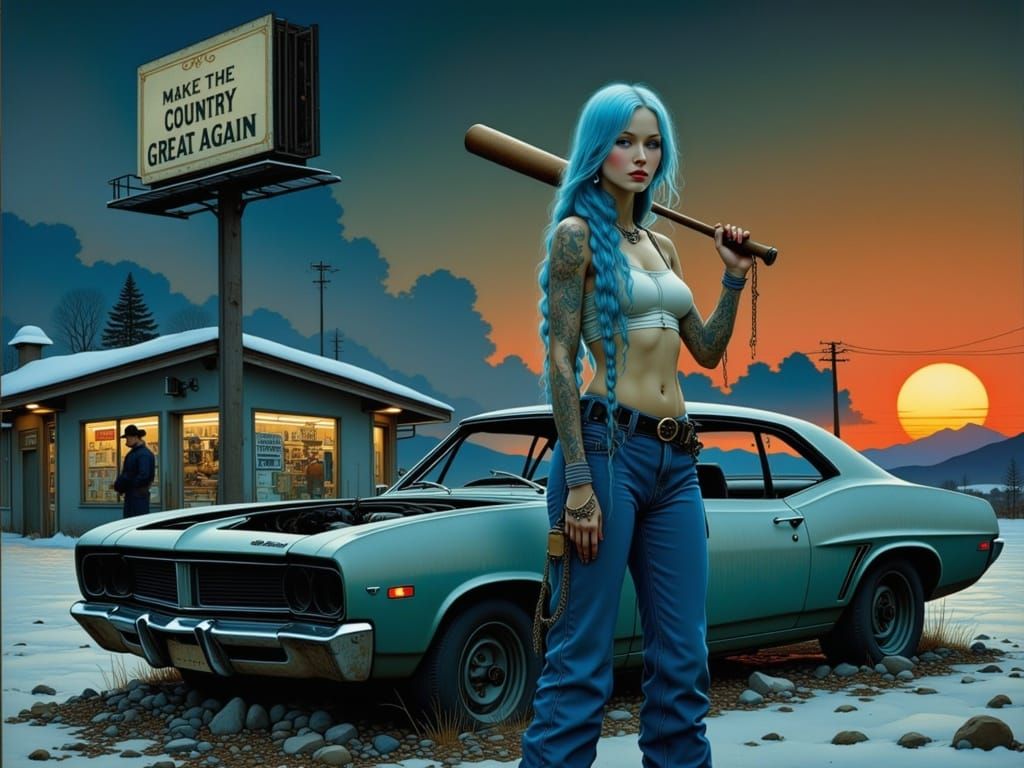 Cyberpunk Rebellion in a Gritty Urban Landscape