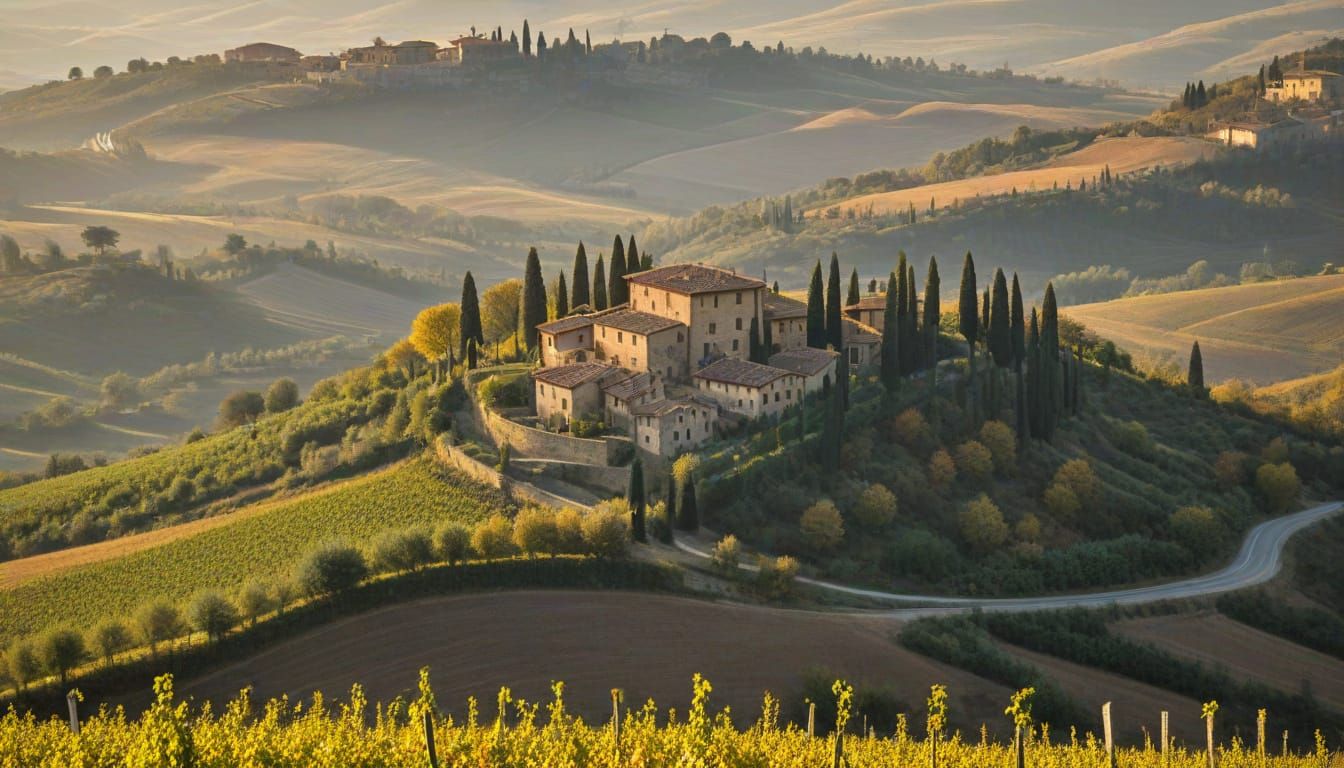 Idyllic Tuscan Village Basks in Autumn's Golden Glow