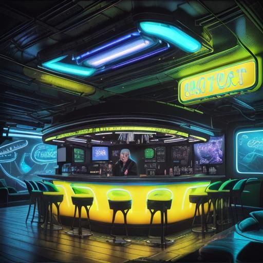 Neon Cafe: A Futuristic Cyberpunk Lounge
