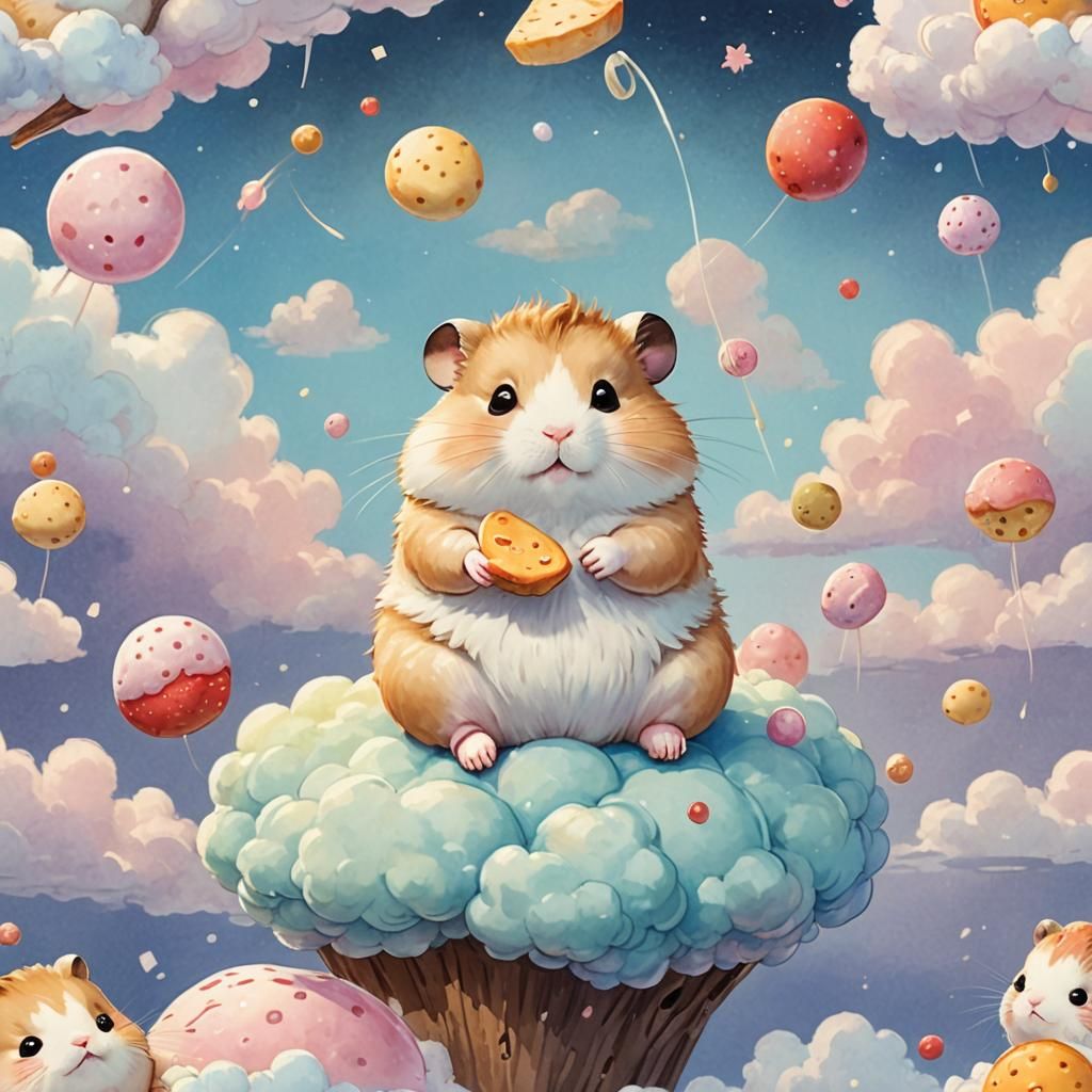 Chubby Hamster in Soft Focus Fantasy World