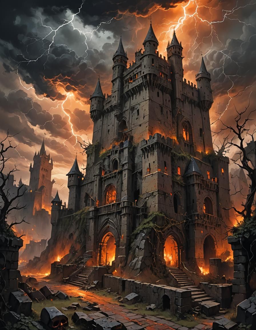 Grimdark Gothic Fortress Bastion in a Sci-Fi Style